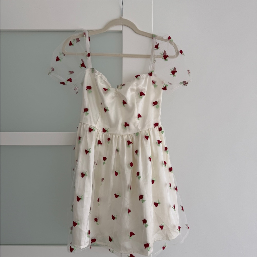 Sugar Thrillz White and Red Floral Dress